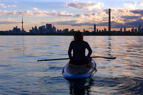 Toronto SUP - view of Toronto from Lake Ontario on a SUP